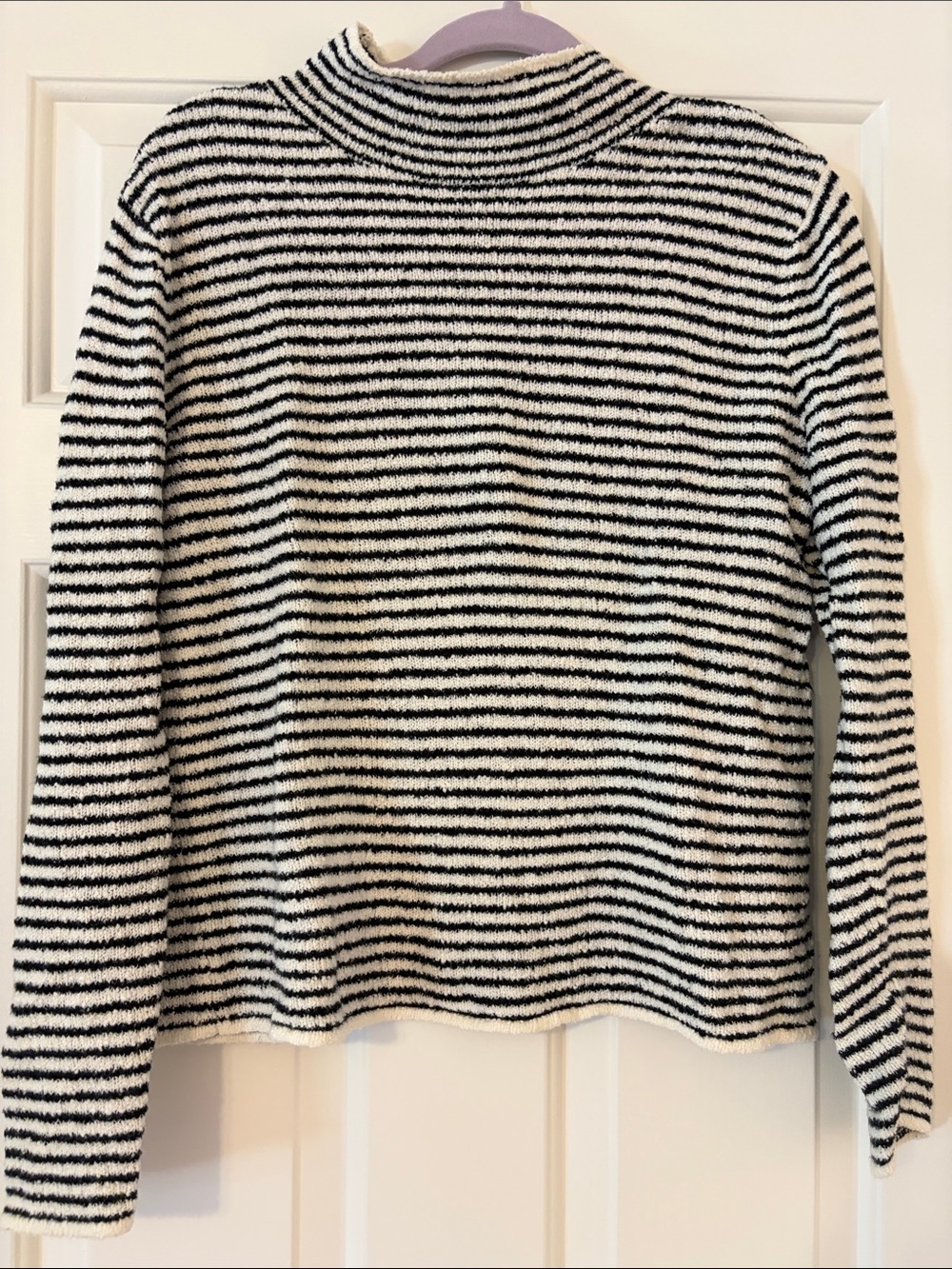 J. Crew Factory Black and White Striped Turtleneck Sweater